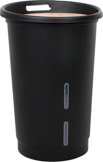 Pelletbox - 38 l - Pelletkorf - Pelletkist met Wielen - voor 25 Kg Pellets - Zwart - 39,7 x 60,5 cm