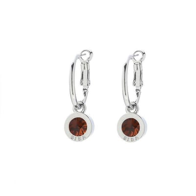 Biba Oorhangers Zilver met gekleurde steen Groot Smoked Topaz