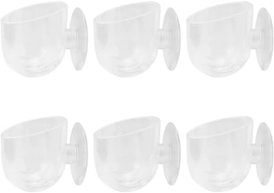 Dailygoods- Aquariumbekerpot 6 Stuks - Transparante Plantenhouder - Acryl Voederschaal - Met Zuignap - Duurzaam - Herbruikbaar - Aquariumvoederschaal