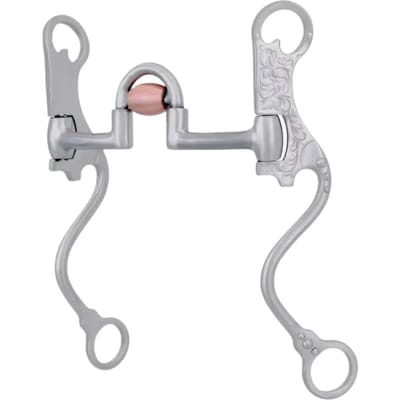 Mors western snaffle voor paard met S-vormige tak met koperen rol Metalab