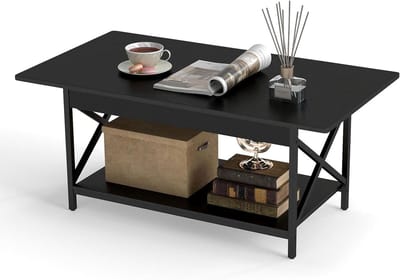 Salontafel - Koffietafel Bijzettafel - Woonkamer Kantoor - Industriële Stijl - 110x60x48 cm - Zwart