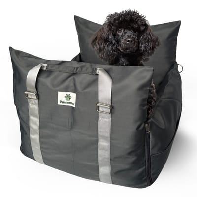 Pawsource Autostoel Hond – Grijs – Hondenmand – Wasbaar – Antislip – Waterbestendig – Incl. Autogordel - L