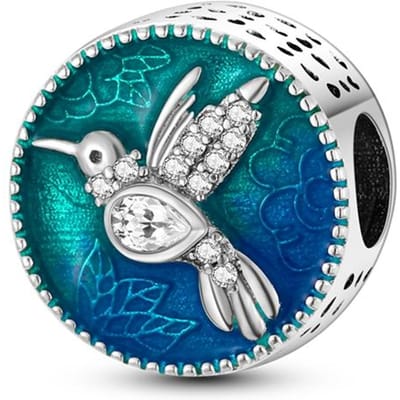 Koper Mooie Bedel Vogels Kolibrie Kralen Passend op Echte Armbanden Hanger Doe-het-zelf Sieraden Cadeaus Voor Vrouwen blue