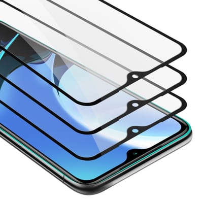 Cadorabo 3x Screenprotector geschikt voor Xiaomi RedMi 9T / POCO M3 Volledig scherm pantserfolie Beschermfolie in TRANSPARANT met ZWART - Getemperd (Tempered) Display beschermend glas in 9H hardheid met 3D Touch