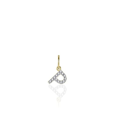 Gisser Jewels - Hanger excl. Collier - Letter P gezet met Zirkonia - 8mm - Geelgoud Verguld Zilver 925