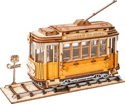 Robotime Rolife 3D houten trambus bouwset/puzzelset voor volwassenen - houtbewerkingset,Wooninrichting, boekenkastdecoratie,Handgemaakte cadeaus voor