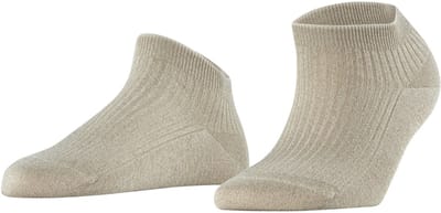 FALKE Shiny Rib modieus glanzend viscose Korte sokken dames grijs - maat 35-38