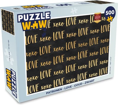 Puzzel Patronen - Love - Goud - Zwart - Legpuzzel - Puzzel 500 stukjes