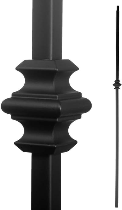 Smeedijzeren Balusters - Metalen Spindels - Trap Renoveren - Gedraaid Ontwerp - 44 x 0.5 Inch - Satijn Zwart