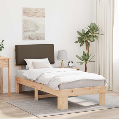 vidaXL - Bedframe - met - Gevoerde - Hoofdbord - Taupe - 100 - x - 200 - cm