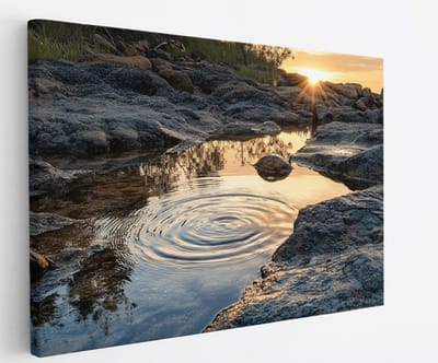 Saammp Canvas Schilderij - Natuur - Winter - Besneeuwde brug - landschappen - 45x30 - Foto op canvas - Wanddecoratie - Muurdecoratie Woonkamer - Slaapkamer decoratie - Canvas Print