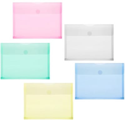 #*Enveloptas Foldersys A5 PP transp ass. kleuren 10 stuks Velcro omslag A5 met balg Asso