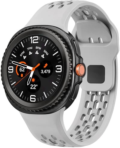 Siliconen bandje - geschikt voor Samsung Galaxy Watch 8 (40mm) / Galaxy Watch 8 (44mm) / Galaxy Watch 8 Classic - gaatjes met druksluiting - grijs