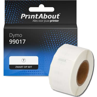 PrintAbout huismerk Etiket 99017 Zwart op wit (50 mm x 12  mm) Geschikt voor Dymo