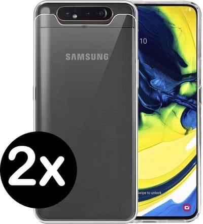 Hoesje - 2 Stuks - Geschikt voor Samsung Galaxy A80 - Sterk & Shockproof - Telefoonhoes - Back Cover - Case Siliconen - Telefoon Hoes - Transparant