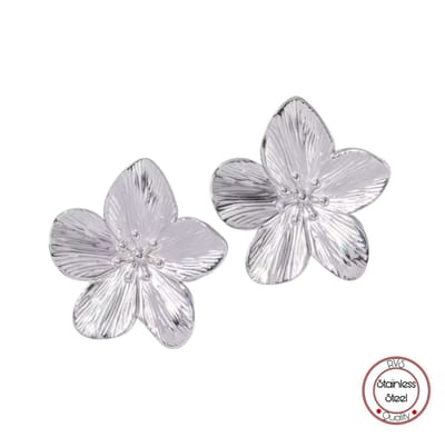 Borasi Bloemen Oorbellen Zilverkleurig | Flower | Statement Oorbellen | Dames Sieraden | Luxe Geschenkzakje |