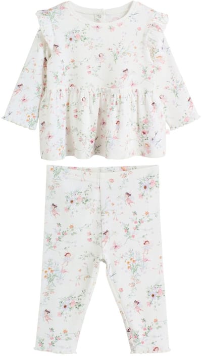 Next - Meisjes - Setje met peplumtopje en legging voor baby’s - Wit