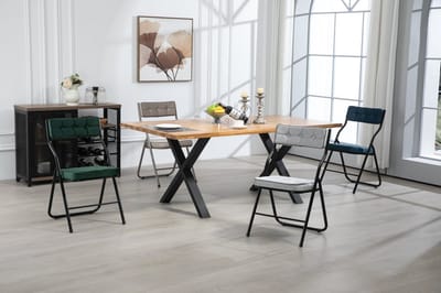 MODFU - Klapstoelen Set Van 2 - Gestoffeerde Zitting En Rugleuning - Opvouwbaar - Staal - Blauw