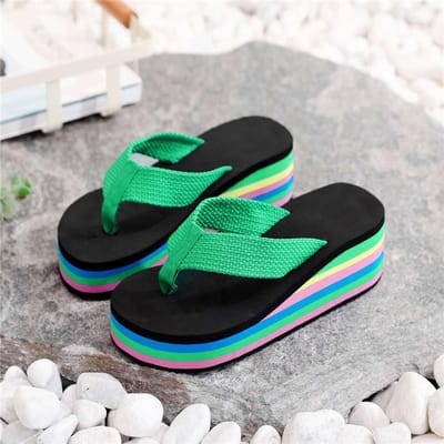 Dames Strand Slippers Zomer Antislip Schoenen Dames Sleehakken Slippers Teenslippers Sandaal Vrouw Platform Schoen Chaussure Femme 39 green