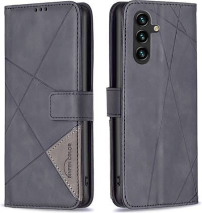 BINFEN Hoesje - Geschikt voor Samsung Galaxy A05s Hoesje - BINFEN Geometric Book Case - Zwart