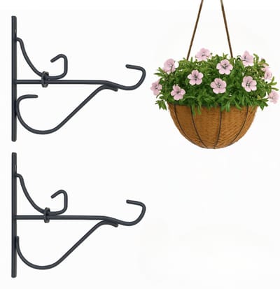 Plantenhanger - Plantenhanger Buiten - 2x Plantenhaak zwart - Muurhaak handig basket - Wandhaak planten buiten - Plantenhanger metaal