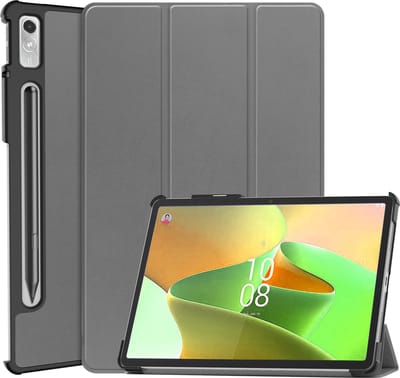 Hoesje Geschikt voor Lenovo Tab P11 Pro - Dun & Stevig - Trifold Bookcase - Hard Cover Case - Met Uitsparing Geschikt voor Lenovo Pen - Hardcover Book - Tablet Hoes - Grijs