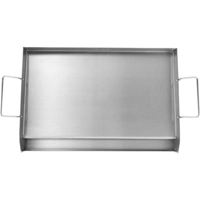Plaque de cuisson pour cuisinière, Plaque de cuisson pré-assaisonnée en acier inoxydable de 23,5 x16 , Plaque de cuisson rectangulaire double brûleur, Poêle antiadhésive familiale avec poignées