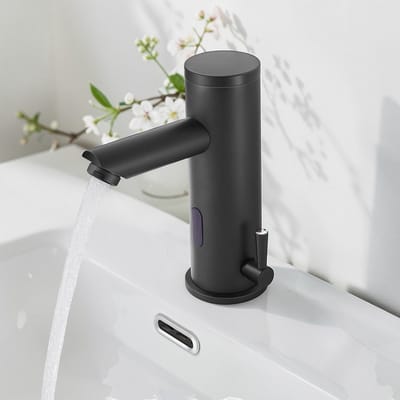 Auralum Max Wastafelkraan - Infrarood Badkamerkraan - Automatische Kraan met Sensor - Electrische Wastafelmengkraan - Toiletkraan - Warm en koud - Waterbesparend - Zwart