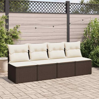 vidaXL - 2-delige - Loungeset - met - kussens - poly - rattan - acacia - bruin