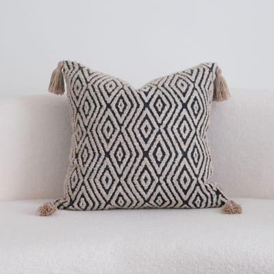 Housses de coussin décoratives Bohème Neutre Diamant Texturé Géométrique Housse de Coussin Style Ferme pour Décoration de Canapé de Salon 30x50cm