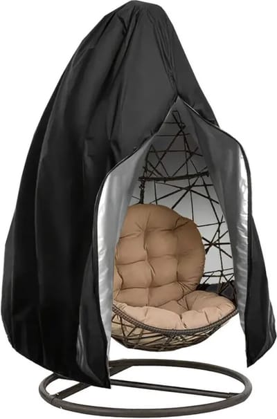 190T Oxford-doek - 115x190 cm - Patio Hangstoelhoes - Schommel Hoes met rits - Buiten Waterdichte, winddichte, duurzame, stevige tuinmeubelbeschermer - Anti-UV-bescherming voor hangende stoelen - Zwart-190T enkele rits 115*190cm - 115*190cm