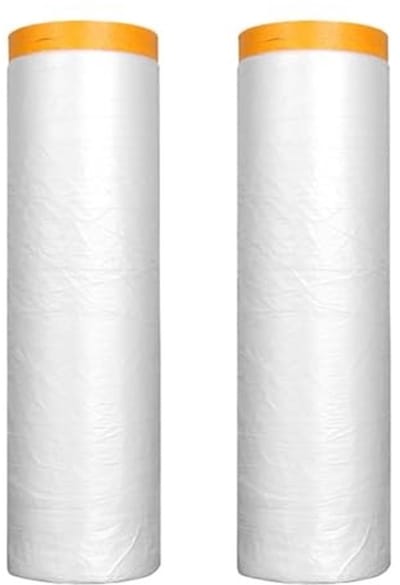 Dailygoods- Afdekfolie 2 Rollen 180cm x 20m - Afdekfolie met Tape - Verfafdekfolie - Scheurbestendig - Zelfklevend - Bescherming tegen Verf en Vuil - Afplakfolie