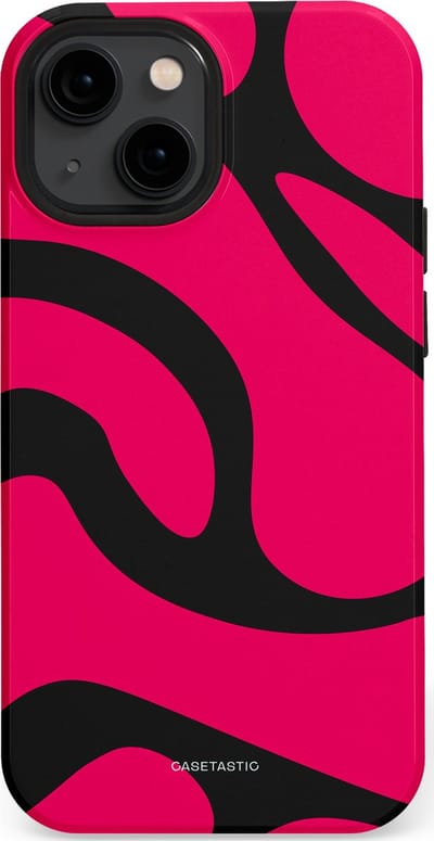 Casetastic hoesje geschikt voor Apple iPhone 13 mini - MagSafe - Dubbellaagse bescherming - Zwart Roze Mamba Golven - Fashion Case - Roze Zwart