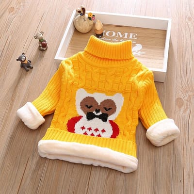 Pull pour enfants Automne et Hiver Petit et Moyen Manches Longues Dessin Animé Col Montant Pull Tricoté pour Garçons et Filles Comme Chemise de Base 20