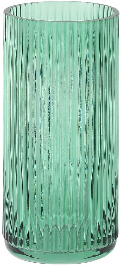 Dailygoods- Glazen Vaas Geribbeld 20 cm - Bloemenvazen voor Binnen - Moderne Vaas - Vaasje voor Boeket - Decoratieve Vaas - Geschikt voor Woonkamer/Kantoor - Bloemenvase