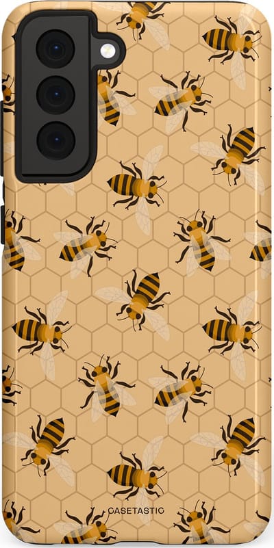 Casetastic Hoesje Geschikt voor Samsung S21 FE - Stijlvolle Beschermende Duo-layer Case - Zomer Bijen Look