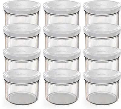 Oputec 12x 230ml inmaakpotten / voorraadpotten TO Ø 82 mm – glazen jampotten – metalen schroefdeksel wit – conservenpotten