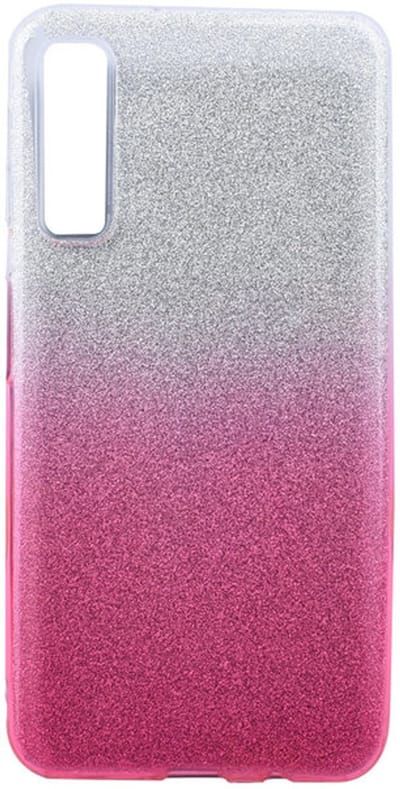 Ntech Hoesje Geschikt Voor Samsung Galaxy A7 2018 - Glamour Glitter Dual Layer Back Cover TPU Hoesje - Zilver & Roze