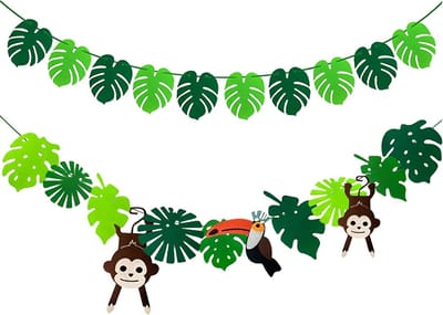 JGS Premium - Jungle-slinger tropische bladeren, set van 2, vilt, kinderverjaardagen, zomerfeest, decoratie, themafeesten