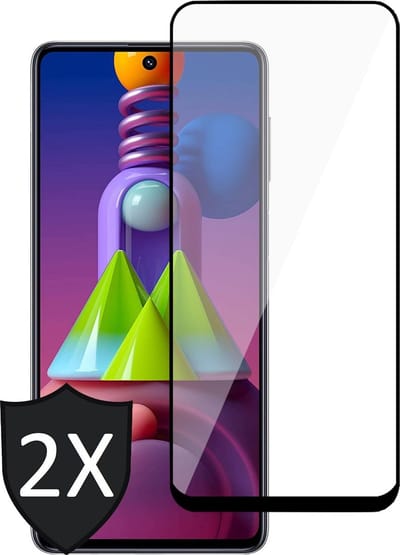 Screenprotector geschikt voor Samsung M51 - 2x Glas Tempered Glass Screen Protector Full Screen