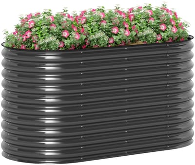 Grote Plantenbak - Verhoogd Tuinbed - Bloembak met Veiligheidsrand & Handschoenen - Plantenbed - Kweekbak - Moestuinbak - voor Buiten, Terras, Tuin & Balkon - voor Groenten, Bloemen & Kruiden - 160 x 80 x 80 cm - Donkergrijs