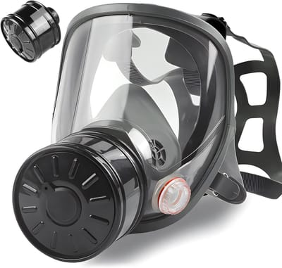 Gasmaskers voor overleving bij nucleaire en chemische incidenten, gasmasker met 40 mm actief koolstoffilter, volgelaatsmasker voor gassen, chemicaliën, dampen, spuitverf, stof en lassen.