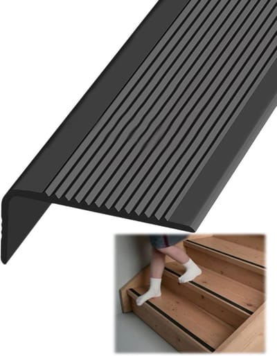Trapbescherming Rubber - Antislip Strips - Veilig Lopen - L-Vorm Profiel - 3x7cm - Zwart