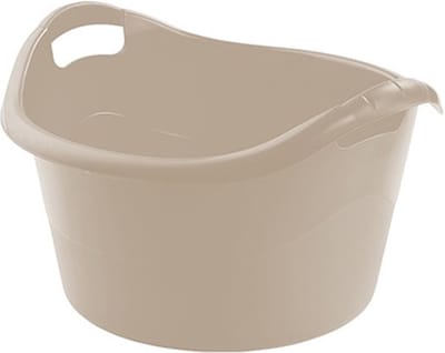 Hega Hogar Grote teil/afwasbak/kuip - kunststof - rond - handvatten - 45 x 27 cm - 18 liter - beige - huishouden/schoonmaak/wasgoed