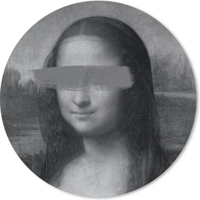 Muismat rond 20x20 cm - Mousepad Mona Lisa - Leonardo da Vinci - Zwart - Wit - Ronde muismatten