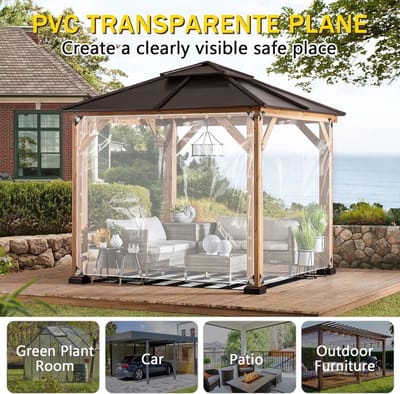 Transparant zeil met ingestanste ringen, 400 g/m², 3 x 1 m, afdekzeil, tentzeil, waterdicht, met touw en kabelbinders, pvc-materiaal, weerbestendig zeil voor regenbescherming, voor planten,