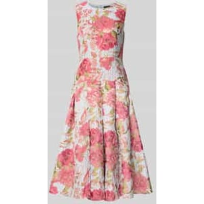 regular fit midi-jurk met florale all-over stitching