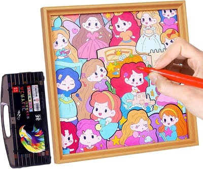 Houten Puzzel - Fotolijst Knutselen - Creatief Spelen - Met Markers - 30x30cm - Multicolor