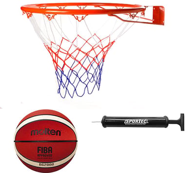 Basketbalring + Molten BG2000 FIBA basketbal + balpomp