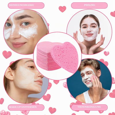 60 stuks wegwerpsponzen, hartsponzen voor dagelijks gezichtsreiniging, gezichtssponzen voor schoonheidsspecialisten, gecomprimeerde sponzen voor exfoliëren, roze